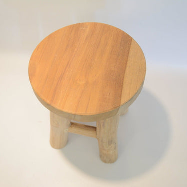 Wooden Teak Stool - Bordeaux Candles